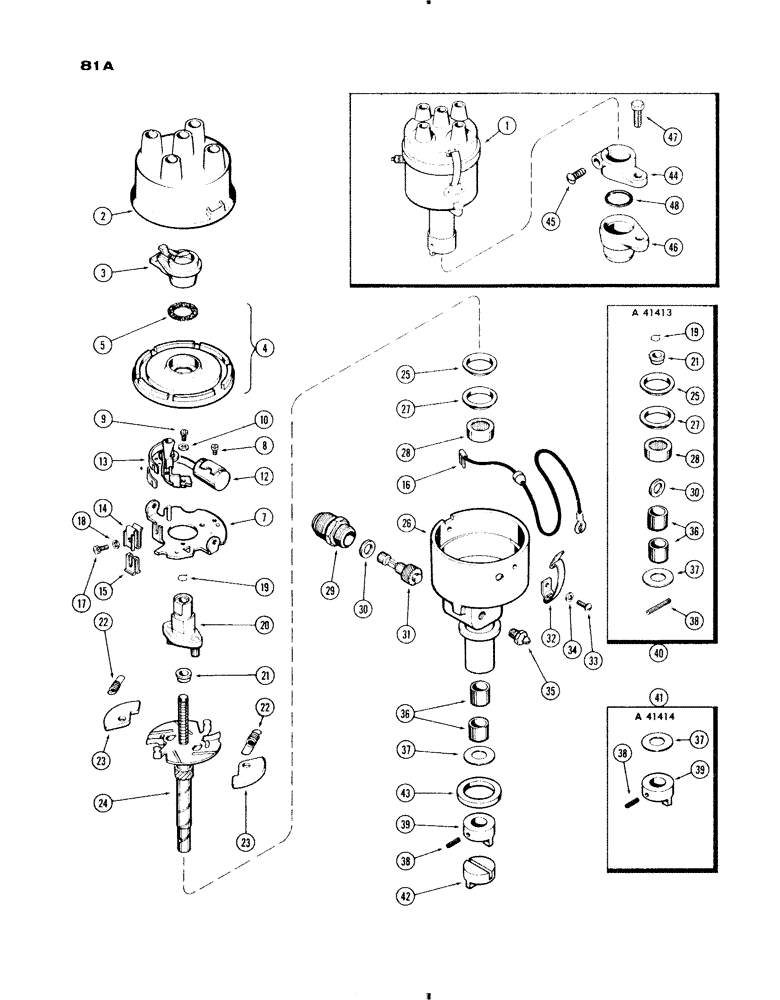 Схема запчастей Case IH 730 SERIES - (081A) - A57081 DISTRIBUTOR, 251 AND 284 SPARK IGNITION ENGINES, USED PRIOR TO ENG. S/N 2174225 (04) - ELECTRICAL SYSTEMS