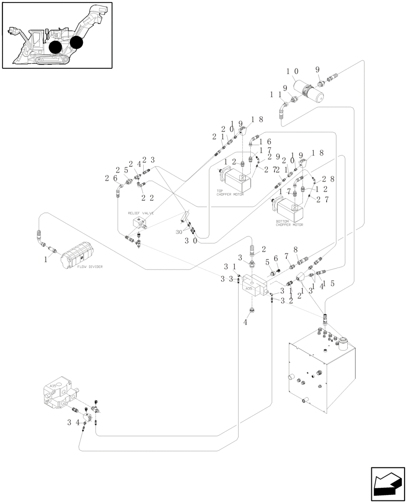 Схема запчастей Case IH A4000 - (B06.09[01]) - HYDRAULIC CIRCUIT (CHOPPER MOTORS) Hydraulic Components & Circuits