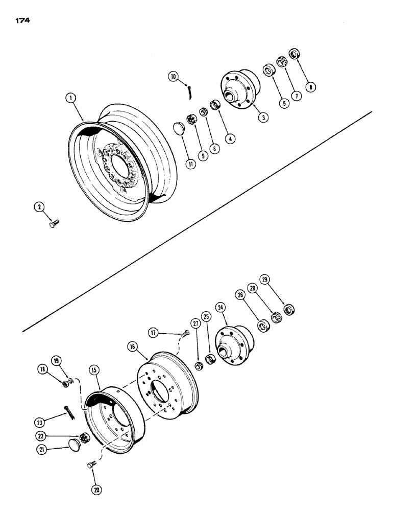 Схема запчастей Case IH 430 - (174) - L.C.K. FRONT WHEELS (05) - STEERING