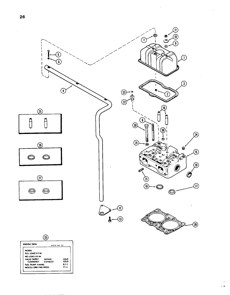 Схема запчастей Case IH 1270 - (026) - CYLINDER HEAD AND COVER, 451 BDT, DIESEL ENGINE (02) - ENGINE