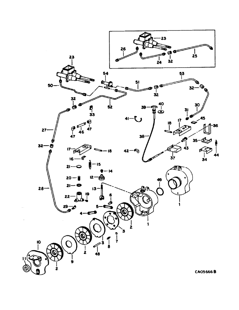 Схема запчастей Case IH 1480 - (04-05) - BRAKE, MASTER AND PARKING BRAKES, SERIAL NO. 34000 AND BELOW (5.1) - BRAKES