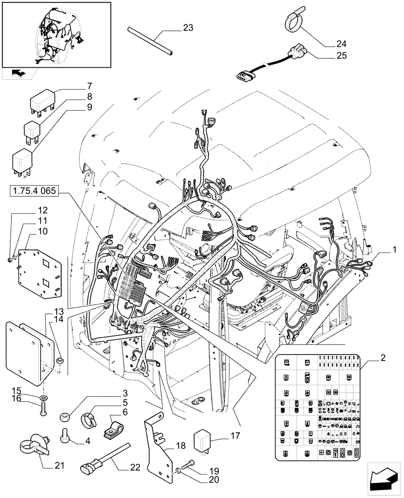 Схема запчастей Case IH PUMA 155 - (1.75.4[06]) - CAB CABLE AND RELATIVE PARTS (06) - ELECTRICAL SYSTEMS