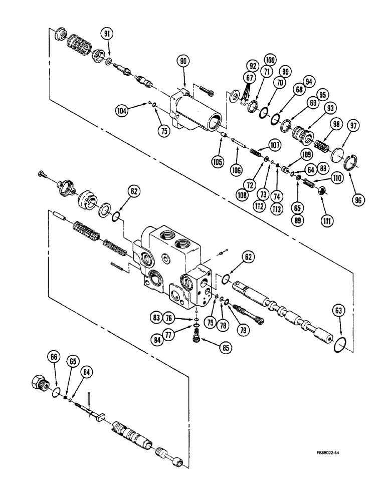 Схема запчастей Case IH STEIGER - (8-48) - HYDRAULIC REMOTE VALVE SECTION, FIRST, SECOND, THIRD AND FOURTH WITH FLOAT (08) - HYDRAULICS