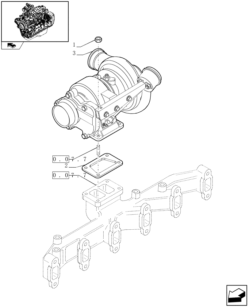 Схема запчастей Case IH F4GE9684B J600 - (0.24.0) - TURBOCHARGER (2855733) 