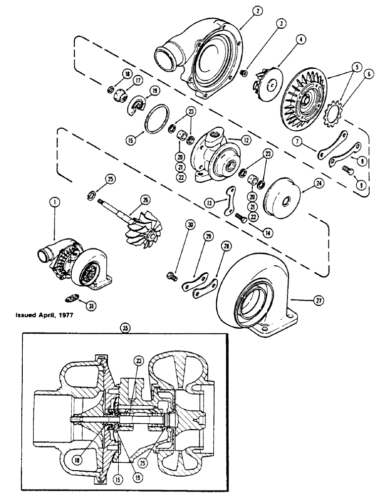 Схема запчастей Case IH 1175 - (021A) - T04B TURBO-CHARGER (451BDT) DIESEL ENGINE (02) - ENGINE