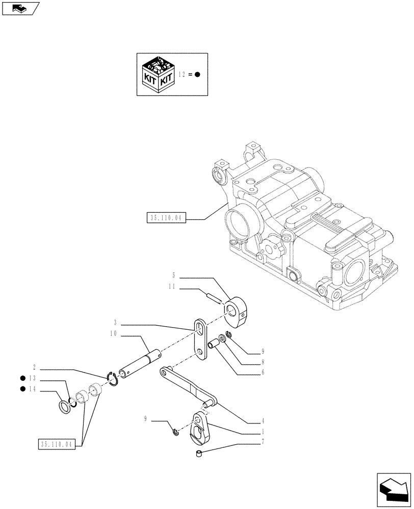 Схема запчастей Case IH FARMALL 75C - (35.110.01[01]) - HYDRAULIC LIFT CONTROLS - LEVERS (35) - HYDRAULIC SYSTEMS