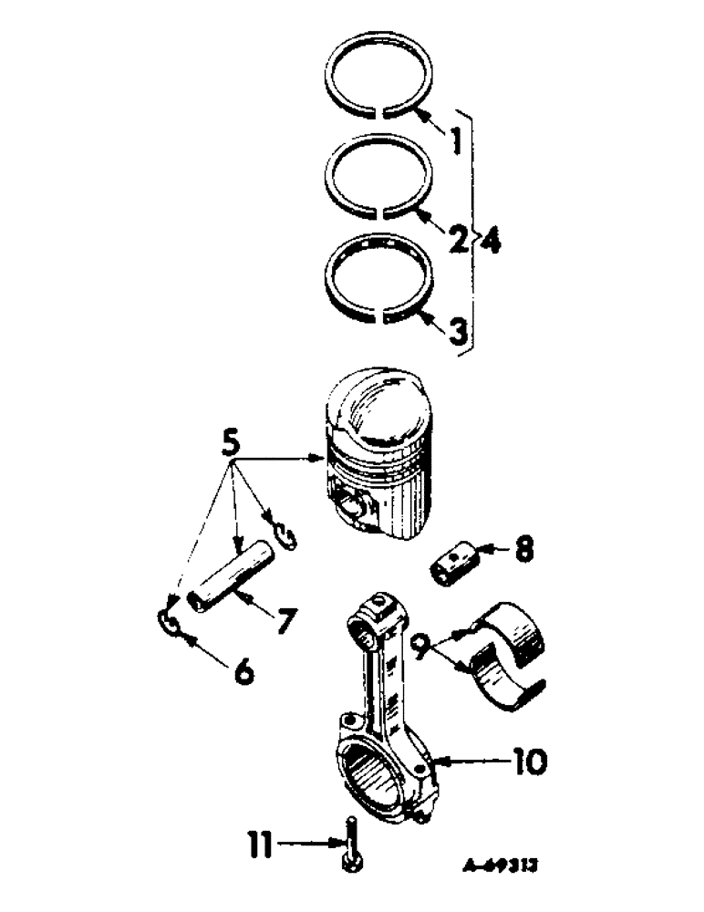 Схема запчастей Case IH 303 - (375) - C-221 ENGINE, 3-9/16 X 3-11/16, CONNECTING RODS AND PISTONS (10) - ENGINE