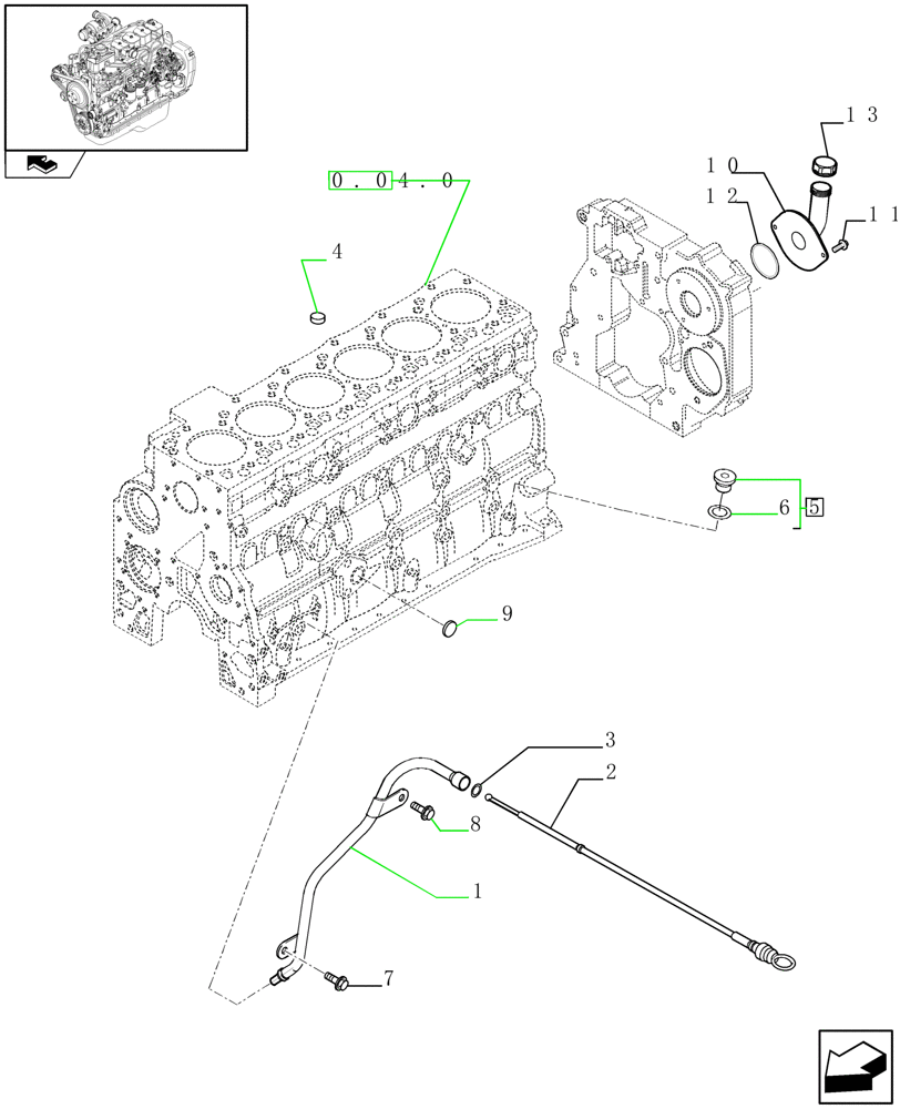 Схема запчастей Case IH F4GE9684B J600 - (0.27.0) - ENGINE OIL DIPSTICK (2856122 - 2856131) 