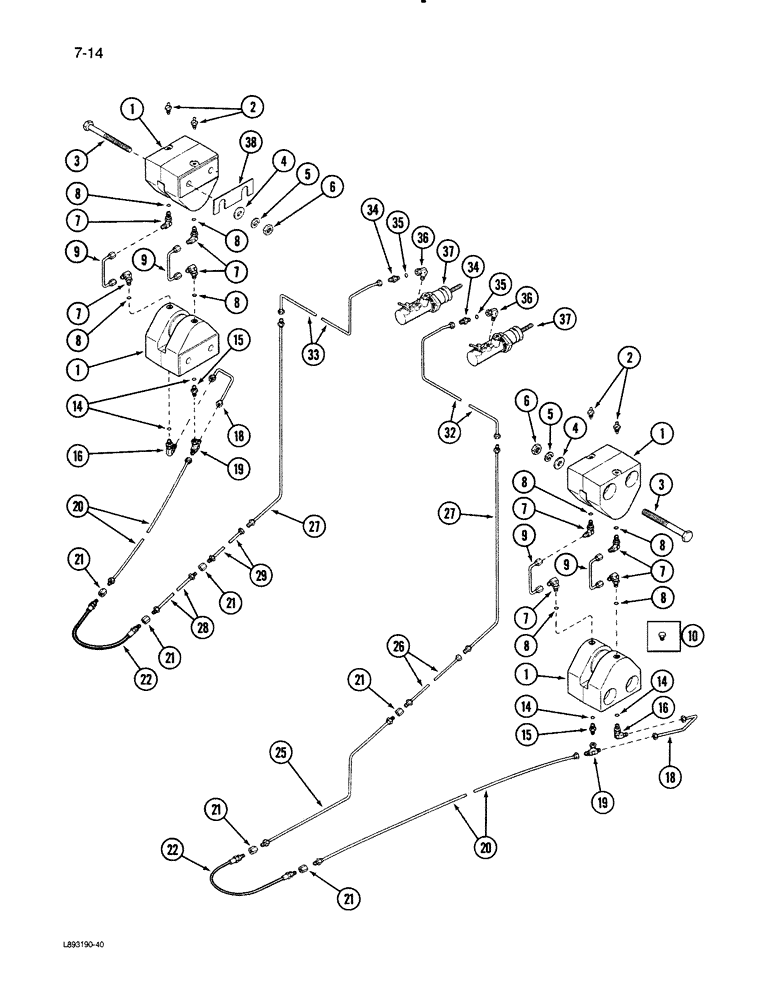 Схема запчастей Case IH 1670 - (7-14) - MAIN FRONT DISC BRAKES (5.1) - BRAKES