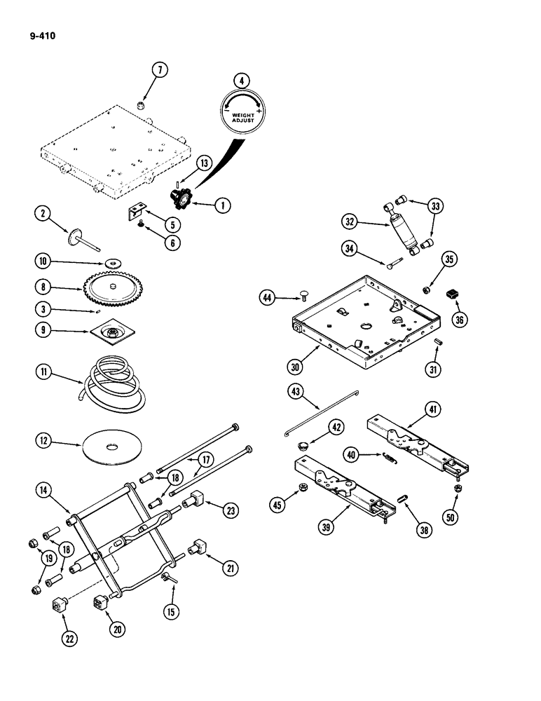 Схема запчастей Case IH 2094 - (9-410) - VINYL SEAT, WITHOUT SWIVEL (09) - CHASSIS/ATTACHMENTS