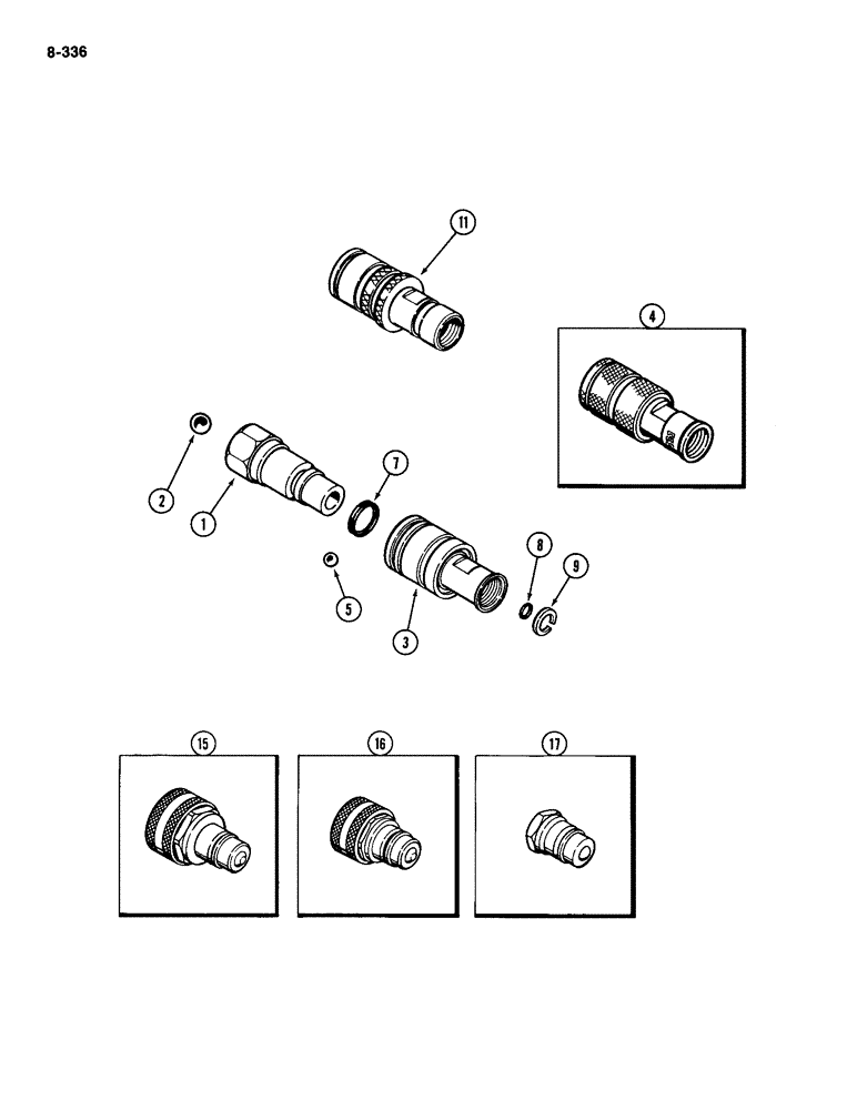 Схема запчастей Case IH 2094 - (8-336) - REMOTE HYDRAULICS, QUICK DISCONNECT COUPLINGS (08) - HYDRAULICS