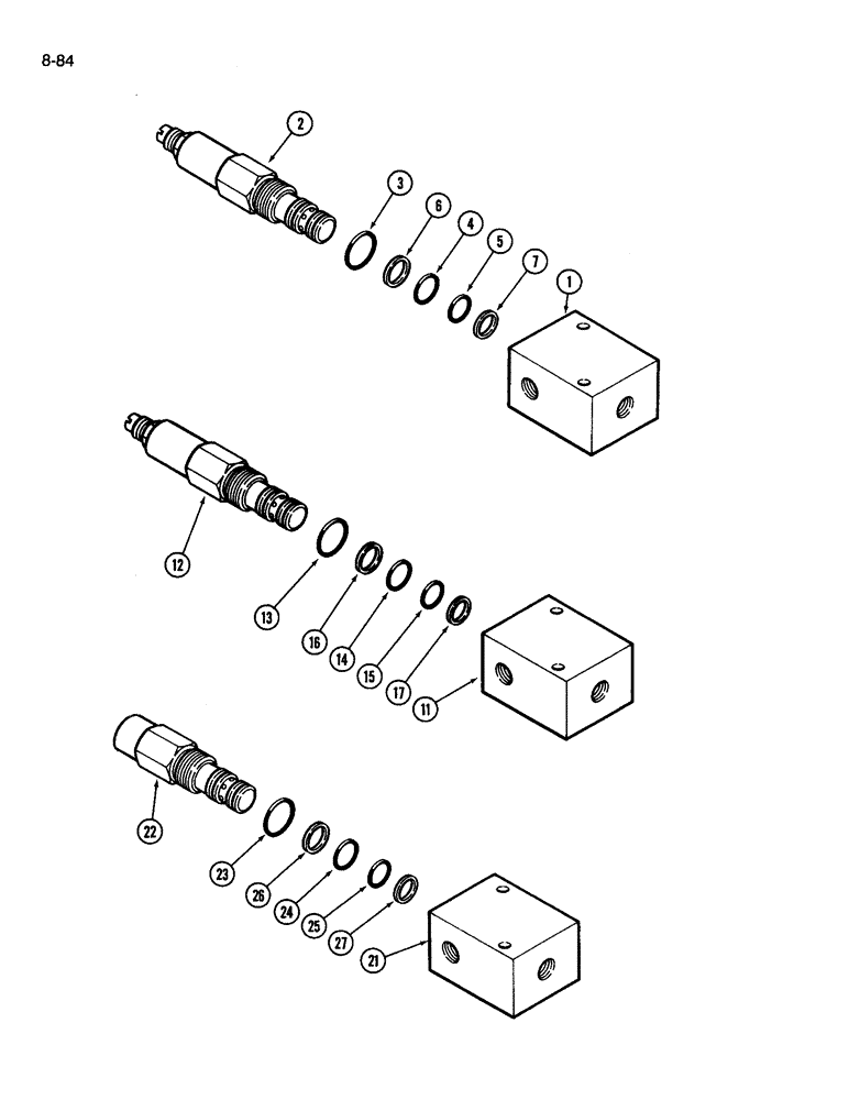 Схема запчастей Case IH 3594 - (8-084) - HYDRAULICS, SEAT PRESSURE REGULATOR VALVE (08) - HYDRAULICS