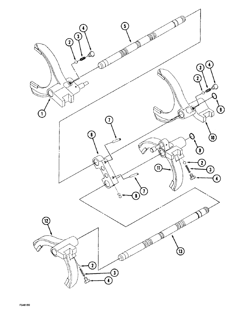 Схема запчастей Case IH 9280 - (6-059S) - SYNCHROSHIFT TRANSMISSION ASSEMBLY SHIFTER FORK ASSEMBLY (06) - POWER TRAIN