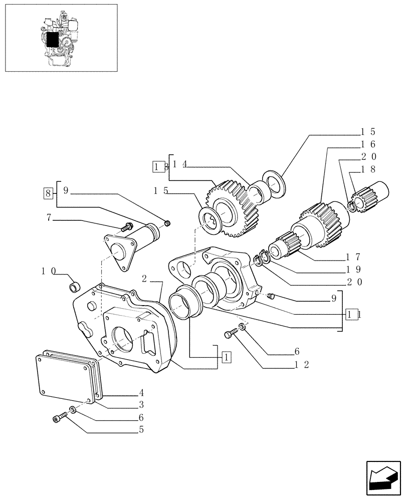 Схема запчастей Case IH JX1095N - (0.35.0) - BELT PULLEY DRIVE & COVER (01) - ENGINE