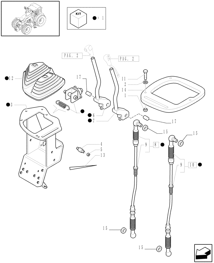 Схема запчастей Case IH MXU130 - (1.96.0[02]) - GEARBOX CONTROL W/CAB (10) - OPERATORS PLATFORM/CAB