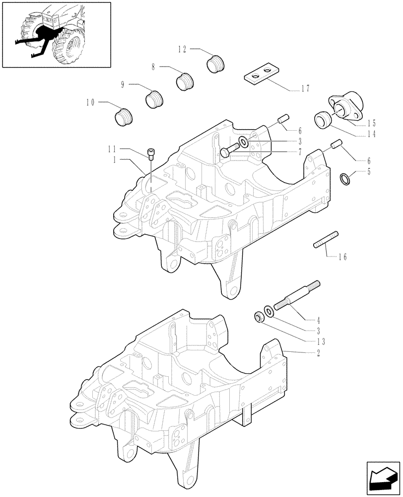 Схема запчастей Case IH MAXXUM 110 - (1.21.1/07) - INTEGRATED FRONT HPL - AXLE SUPPORT - C6519 (VAR.330831-331831-332831-333831) (03) - TRANSMISSION