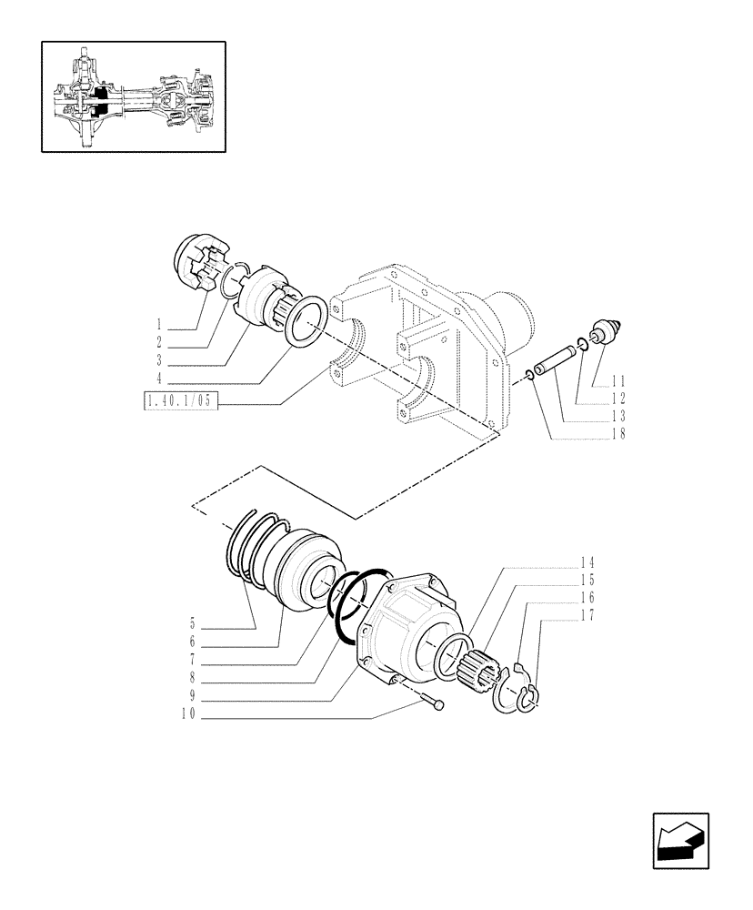 Схема запчастей Case IH MAXXUM 100 - (1.40. 1/08) - 4WD (CL.3) FRONT AXLE WITH DOG CLUTCH - DIFFERENTIAL LOCK (STANDARD) (04) - FRONT AXLE & STEERING