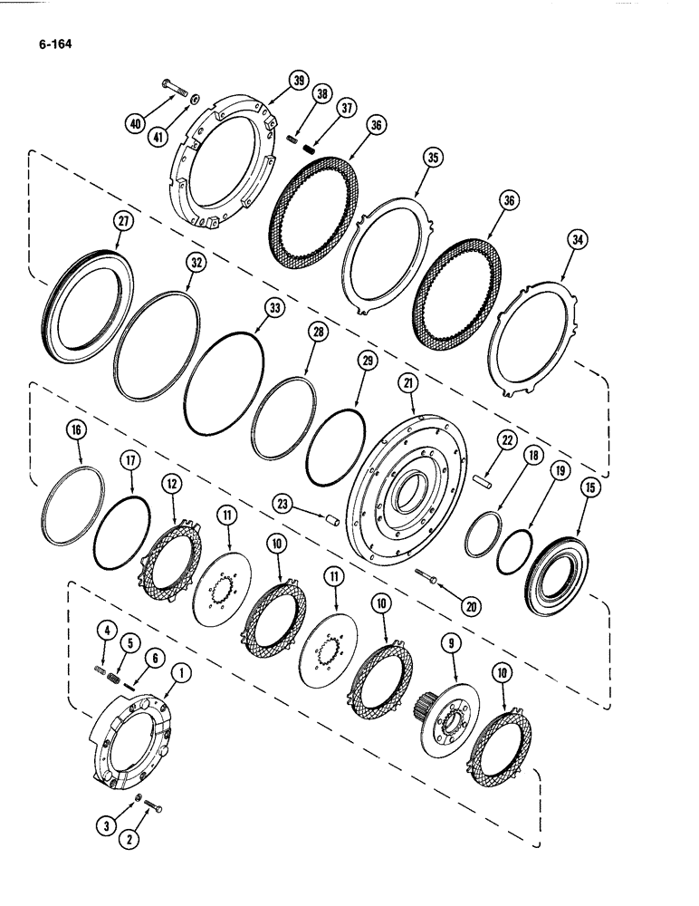 Схема запчастей Case IH 4494 - (6-164) - TRANSMISSION CLUTCH ASSEMBLY, (C1) AND (C4) CLUTCHES, TRANSMISSION SERIAL NO. 16258468 AND AFTER (06) - POWER TRAIN