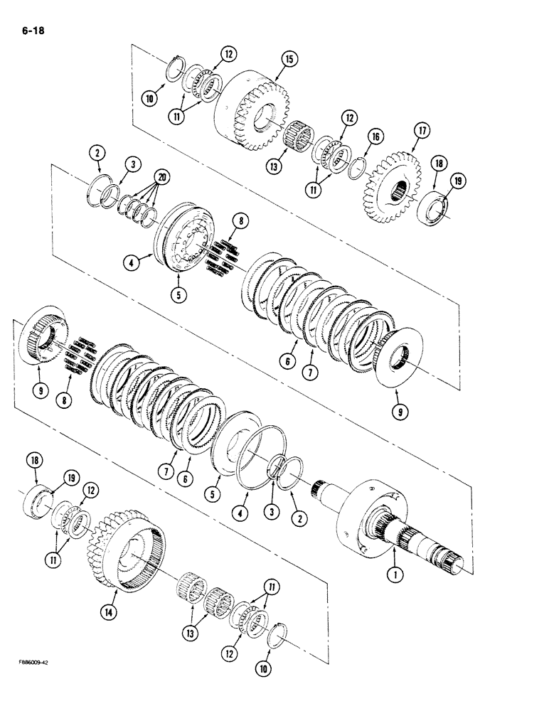 Схема запчастей Case IH STEIGER - (6-018) - TRANSMISSION, 7 INCH CLUTCH PACK, SECOND (06) - POWER TRAIN