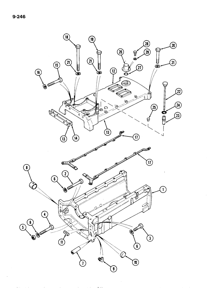 Схема запчастей Case IH 1194 - (9-246) - MAIN FRAME REAR AND GEARBOX COVER (09) - CHASSIS/ATTACHMENTS