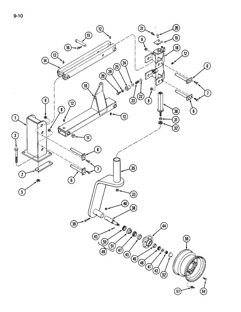 Схема запчастей Case IH 696 - (9-10) - SWIVEL WHEELS (09) - CHASSIS/ATTACHMENTS