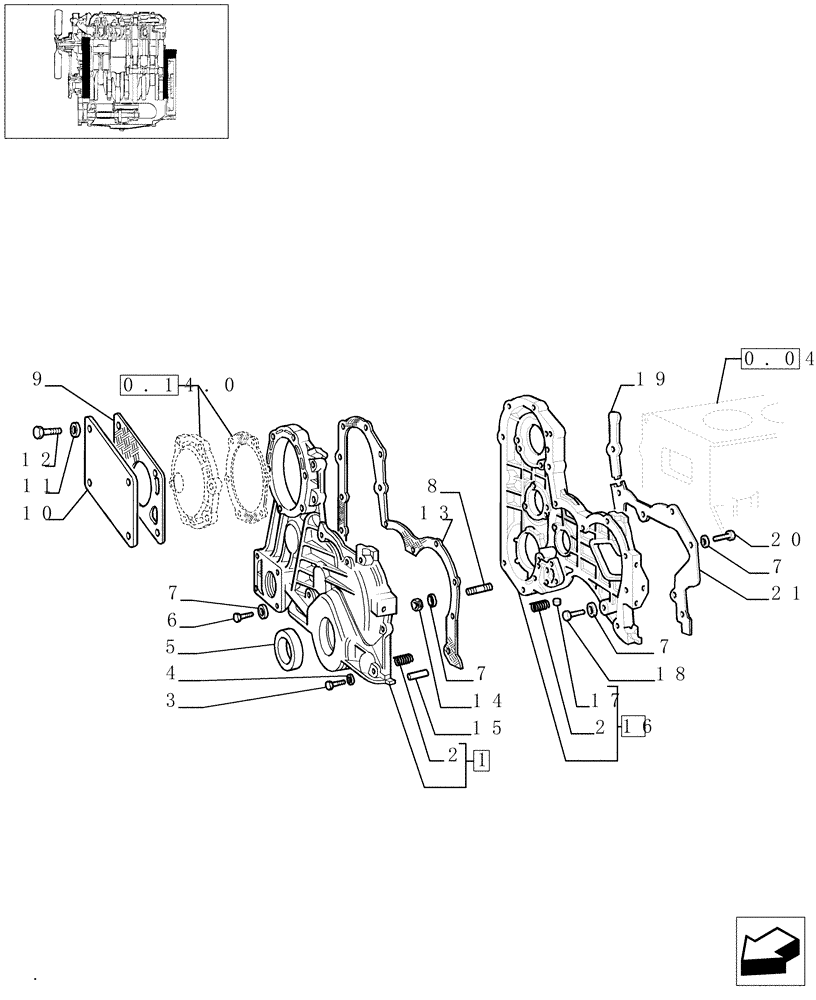 Схема запчастей Case IH JX80 - (0.04.3[01]) - COVERS & GASKETS, FRONT (01) - ENGINE