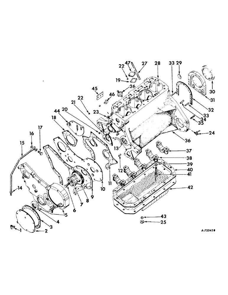 Схема запчастей Case IH 2424 - (024) - DIESEL ENGINE, CRANKCASE, FRONT COVER AND OIL PAN (01) - ENGINE