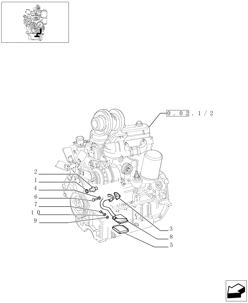 Схема запчастей Case IH JX80 - (0.30.5/02) - CONNECTION, FRONT GEAR LUBRICATION (01) - ENGINE