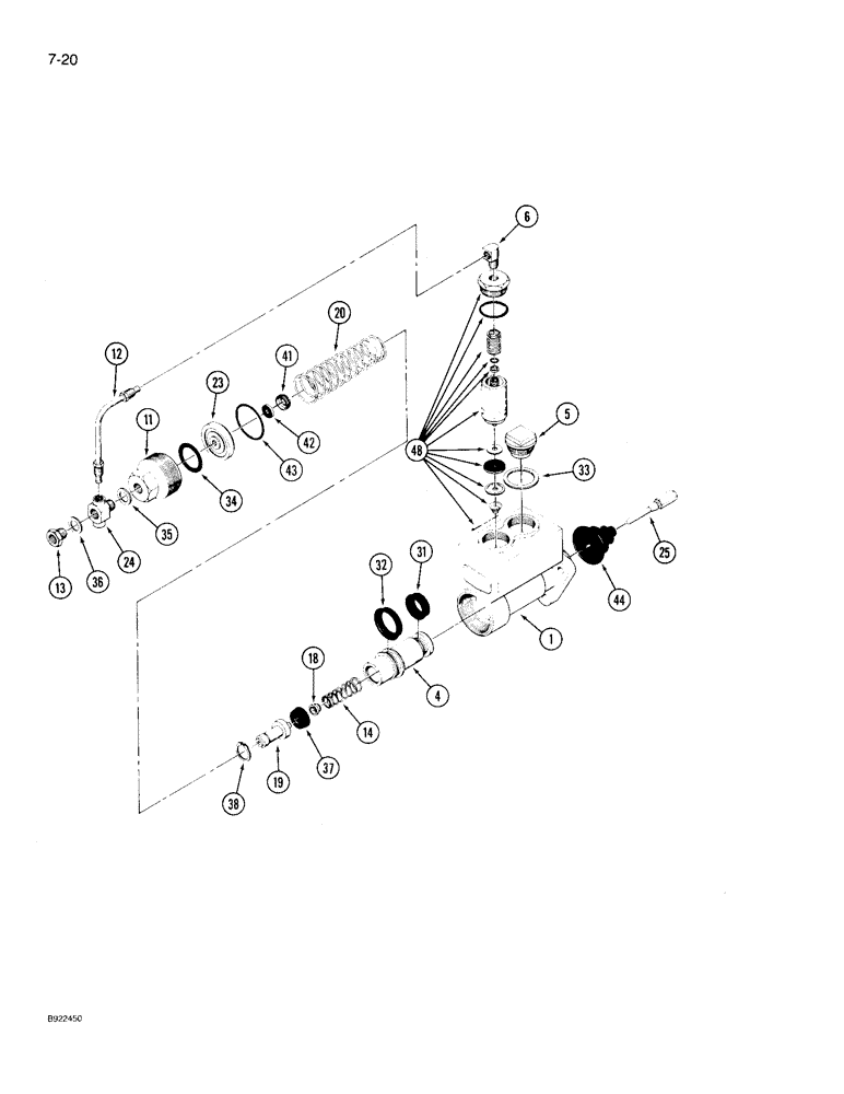 Схема запчастей Case IH 9230 - (7-020) - MASTER CYLINDER ASSEMBLY, SPECIAL - IF EQUIPPED (07) - BRAKES