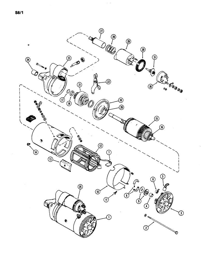 Схема запчастей Case IH 1190 - (S-08) - K913007 STARTER (06) - ELECTRICAL SYSTEMS