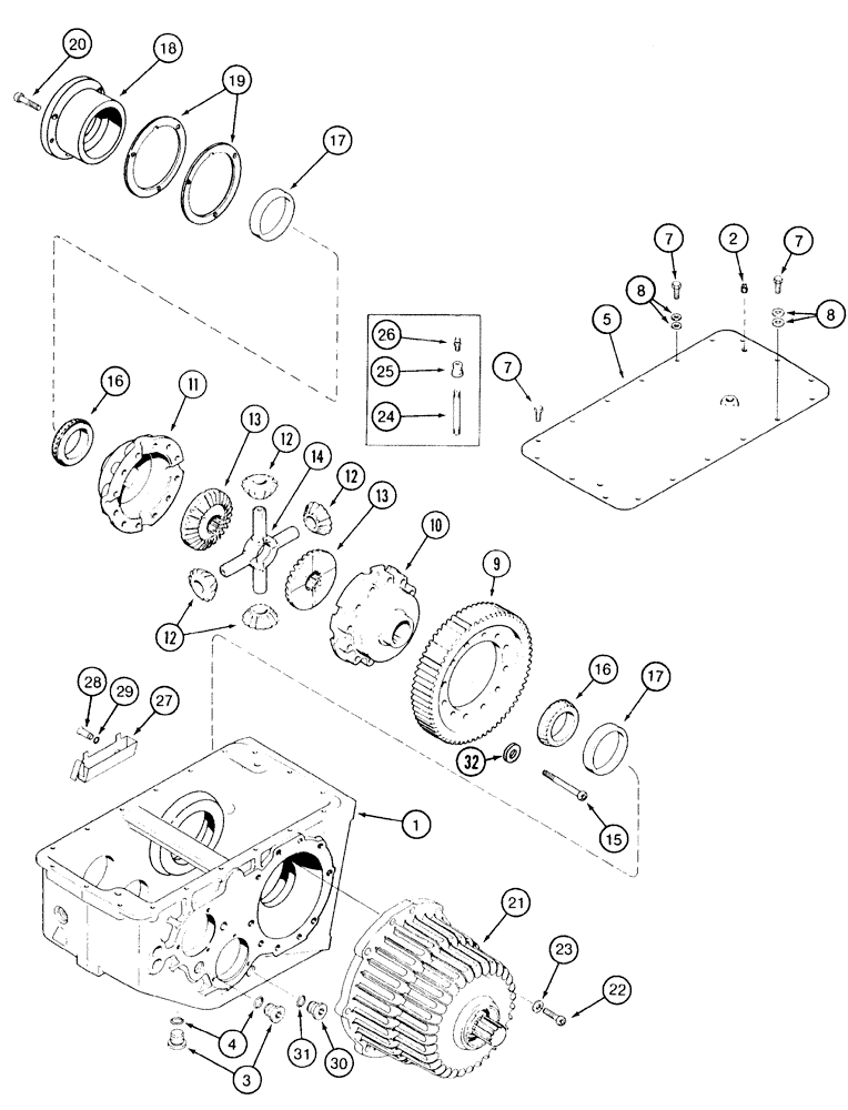 Схема запчастей Case IH 2155 - (6-38) - TRANSMISSION ASSEMBLY, HOUSING AND DIFFERENTIAL (03) - POWER TRAIN