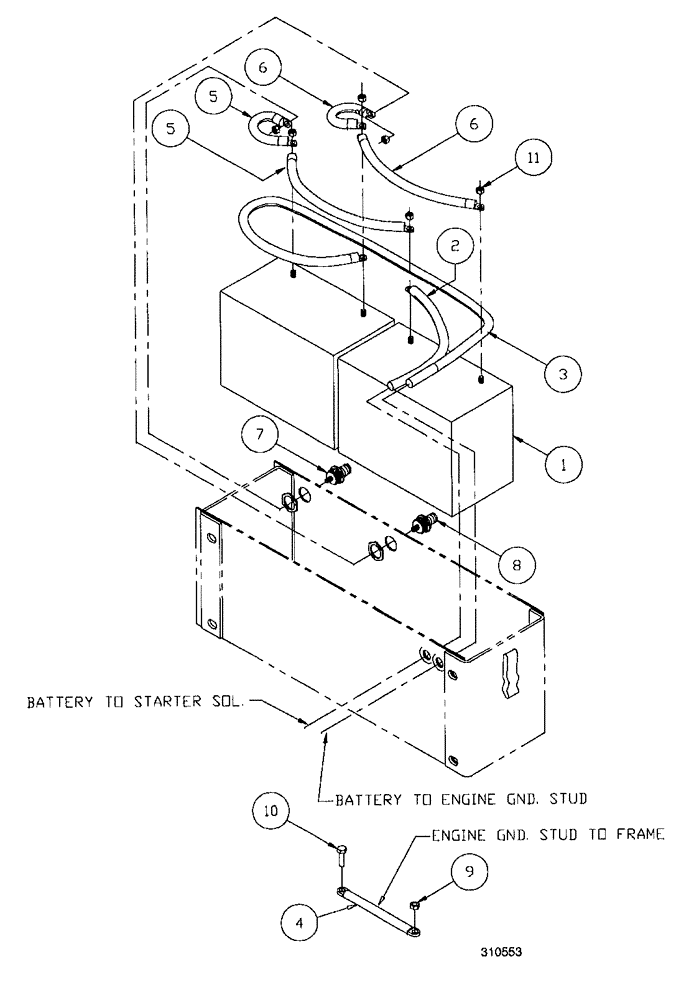 Схема запчастей Case IH SPX4260 - (091) - BATTERY WITH CABLES GROUP (55) - ELECTRICAL SYSTEMS