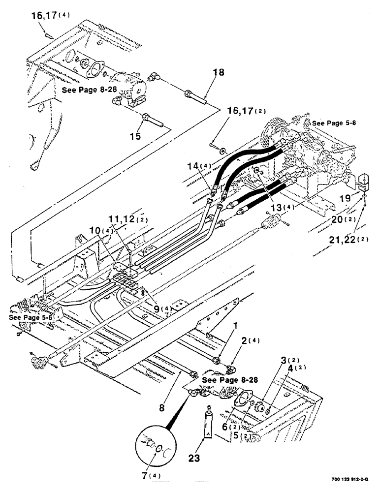 Схема запчастей Case IH 8825 - (08-08) - TRANSMISSION MOTORS AND HYDRAULIC LINE ASSEMBLY, SERIAL NUMBER CFH127001 THRU CFH127599 (08) - HYDRAULICS