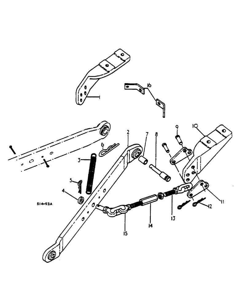 Схема запчастей Case IH 484 - (00J06) - LOWER LINKS - THREE POINT HITCH, W/OUTSIDE CHECK CHAINS, UP TO 484/5806, UP TO 268/691 (12) - FRAME