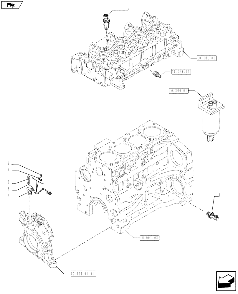 Схема запчастей Case IH F4CE9484L J602 - (55.414.01) - ENGINE SENSORS (2855079 - 2854475 - 2852156) (55) - ELECTRICAL SYSTEMS