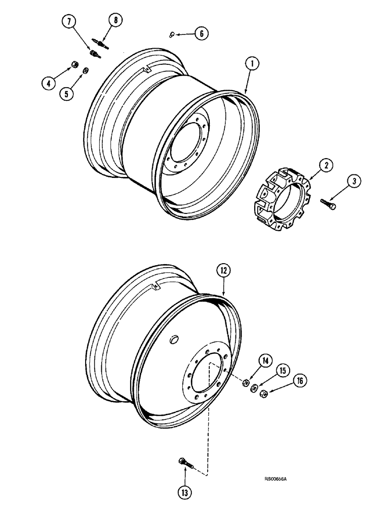 Схема запчастей Case IH 1680 - (6-82) - DRIVE WHEELS AND SPACERS (03) - POWER TRAIN