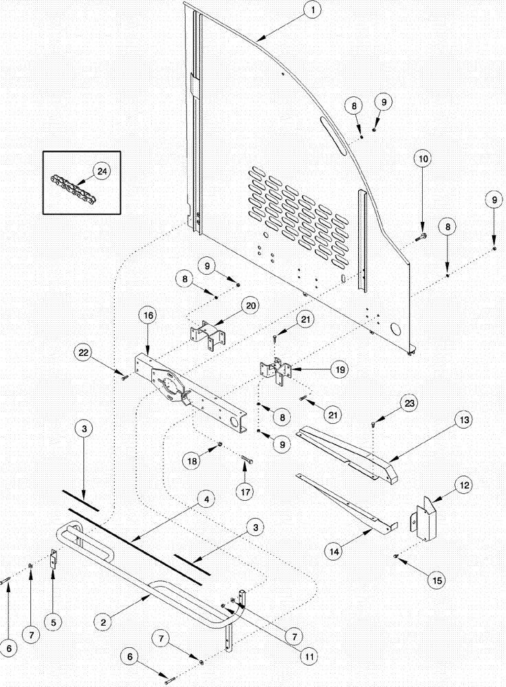 Схема запчастей Case IH 620 - (09D-17) - BASKET DOOR - STEP, DRIVE MOTOR SUPPORT AND COVERS (16) - BASKET