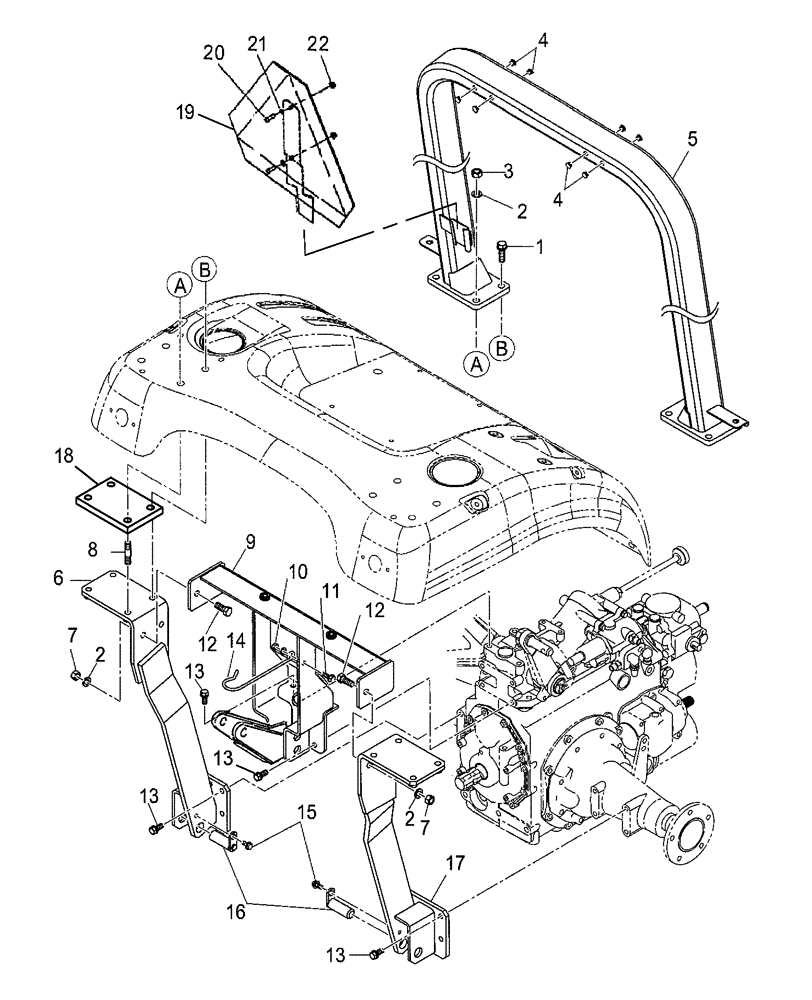 Схема запчастей Case IH DX25E - (10.04) - ROLL BAR & RELATED PARTS (10) - OPERATORS PLATFORM/CAB