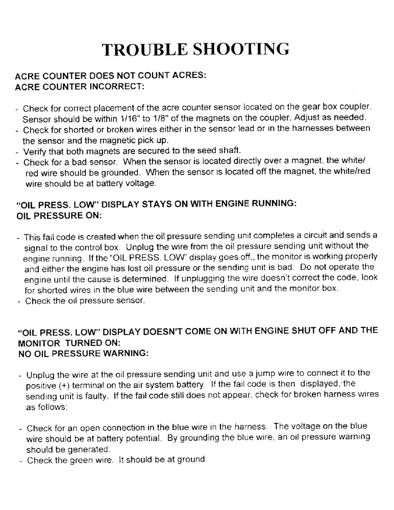 Схема запчастей Case IH 3400 - (C28) - TROUBLE SHOOTING 