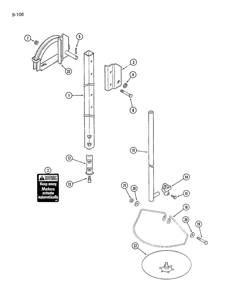 Схема запчастей Case IH 7200 - (9-106) - DISC MARKER ATTACHMENT, HYDRAULIC FOLDING (09) - CHASSIS/ATTACHMENTS