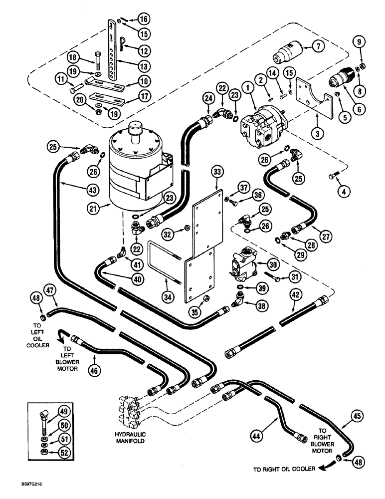 Схема запчастей Case IH 900 - (8-058) - BLOWER PUMP HYDRAULIC SYSTEM, CYCLO AIR HORIZONTAL FOLDING, ALL ROW SIZES (08) - HYDRAULICS