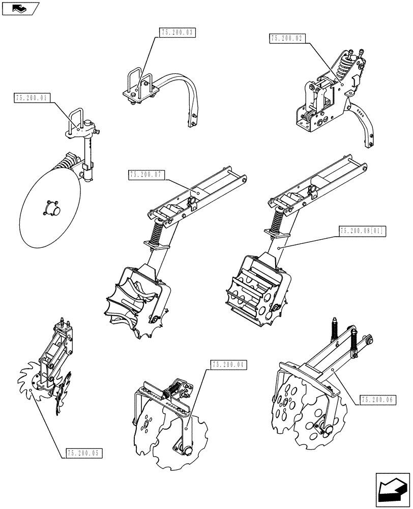 Схема запчастей Case IH 955 - (75.200.00) - SOIL PREP INDEX (75) - SOIL PREPARATION
