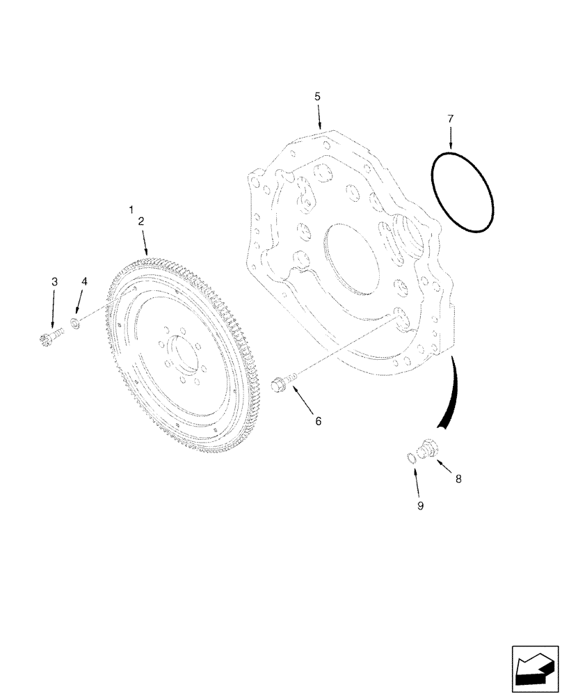 Схема запчастей Case IH 2588 - (10.103.05) - FLYWHEEL AND BACKING PLATE (10) - ENGINE