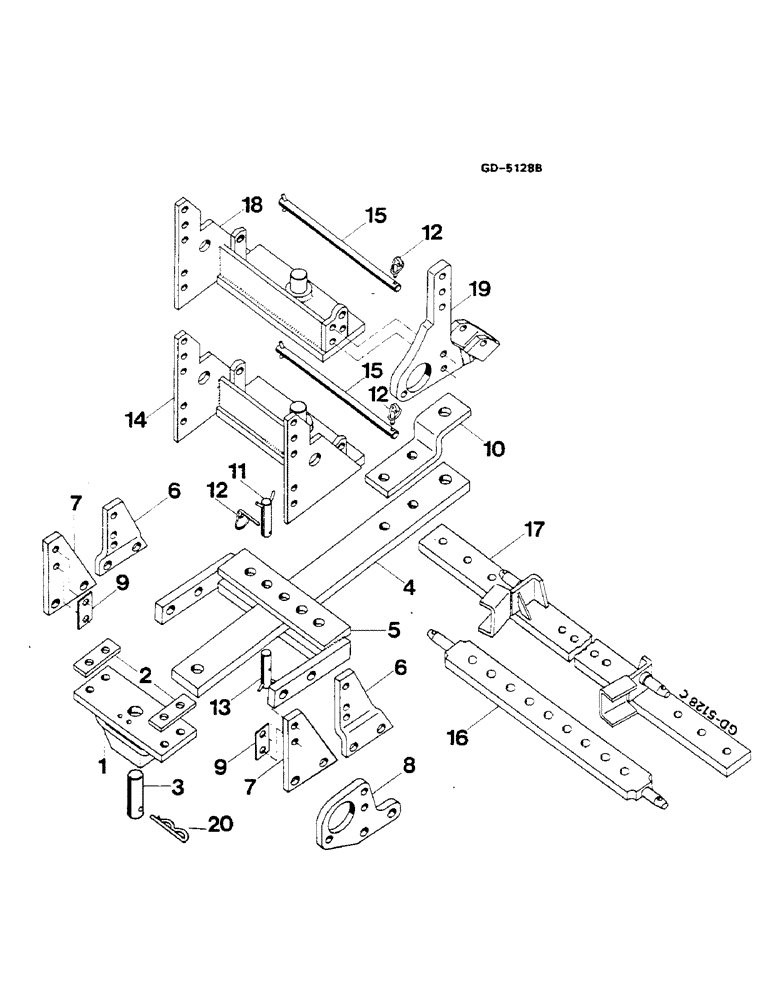 Схема запчастей Case IH 844S - (09-02) - DRAWBAR, FRAME (12) - FRAME