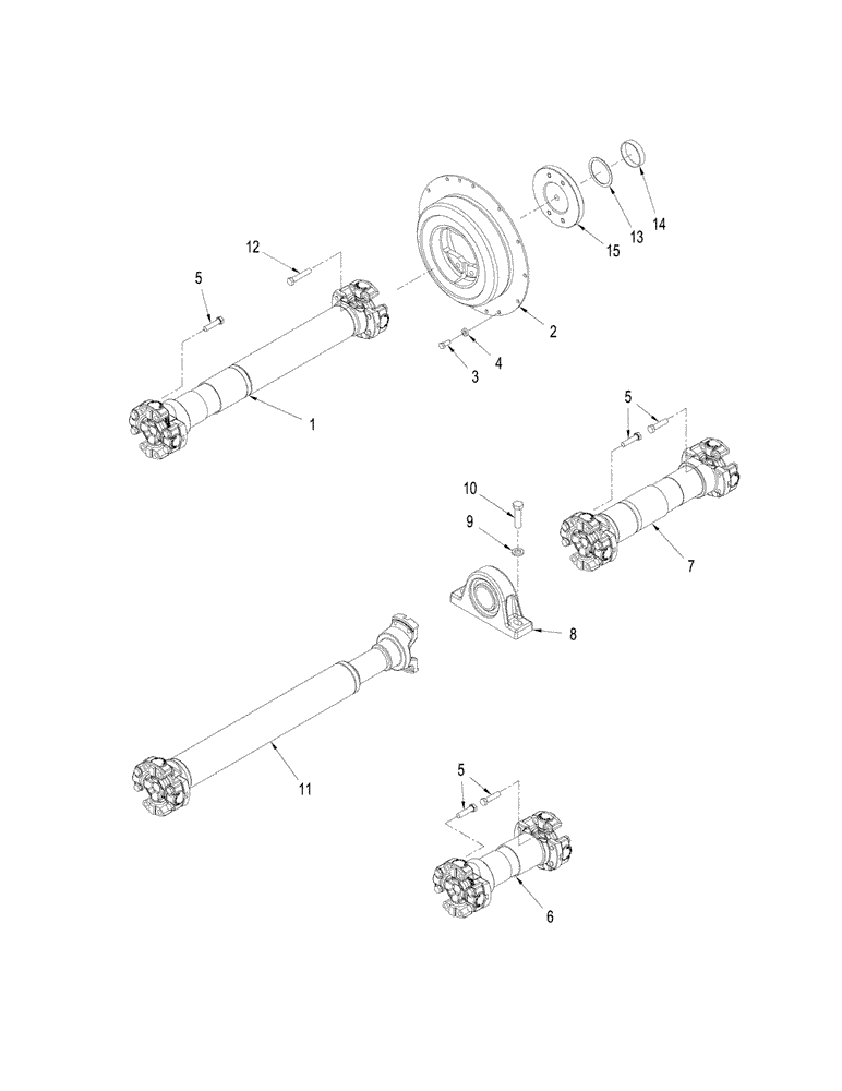 Схема запчастей Case IH STEIGER 335 - (06-09) - DRIVE SHAFTS AND MOUNTING, WITH ACCUSTEER TRACTOR (06) - POWER TRAIN