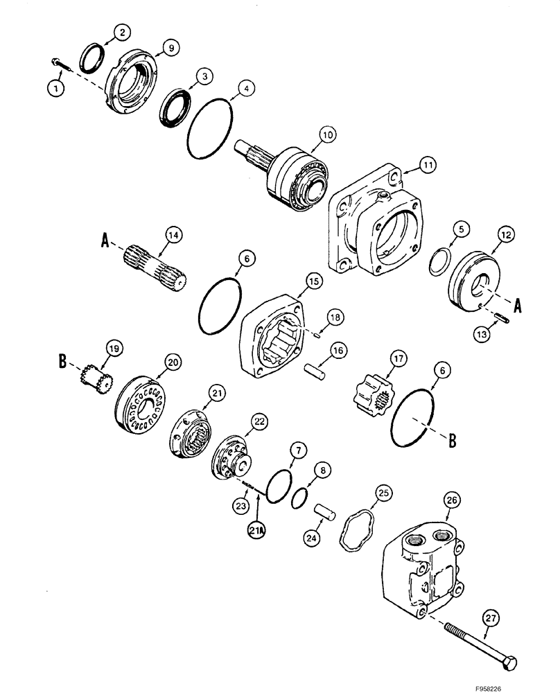 Схема запчастей Case IH 1840 - (08-14) - HYDRAULIC DRIVE MOTOR, - JAF0046205 (08) - HYDRAULICS