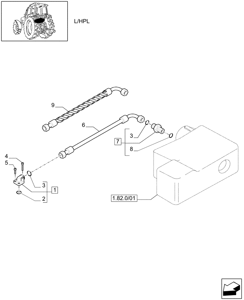 Схема запчастей Case IH MXU125 - (1.82.1/10) - (VAR.719) 2 CONTROL VALVES - LIFTER, LINES (07) - HYDRAULIC SYSTEM