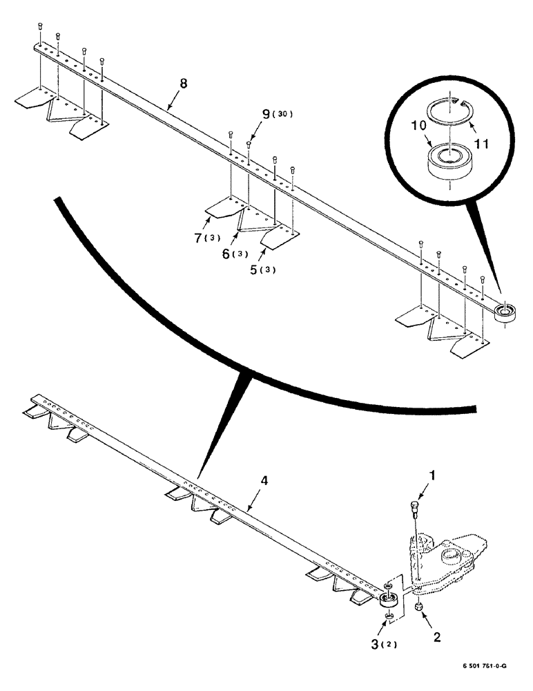 Схема запчастей Case IH 8750 - (6-4) - SICKLE ASSEMBLY (58) - ATTACHMENTS/HEADERS