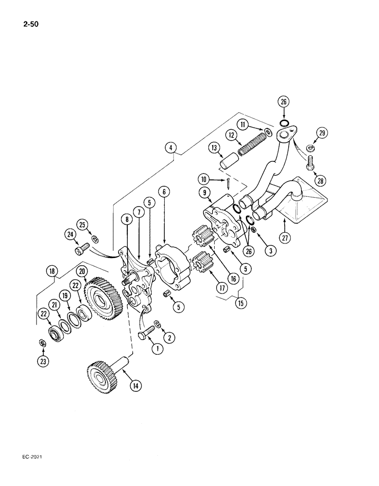 Схема запчастей Case IH 385 - (2-050) - OIL PUMP (02) - ENGINE