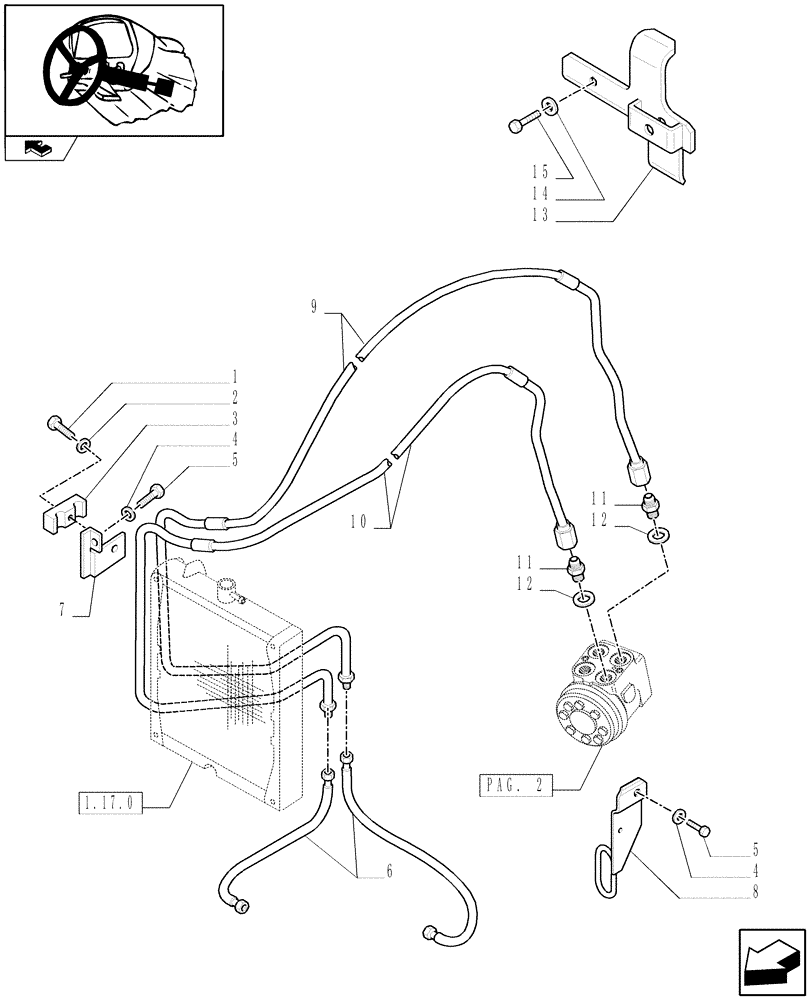 Схема запчастей Case IH FARMALL 85C - (1.92.63[04]) - POWER STEERING PIPES (10) - OPERATORS PLATFORM/CAB